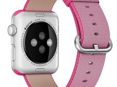 Curea iUni compatibila cu Apple Watch 1/2/3/4/5/6/7, 38mm, Nylon, Woven Strap, Electric Pink